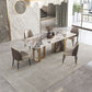 Nordic Glam Rectangle Sintered Stone Table Set 1/4/5/6/8 Pieces Dining Set Clearhalo 'Dining Room Sets' 'Dining Tables & Seating' 'dining_room_set' 'furn' 'furn_dining_room_set' 'Furniture' 'Kitchen & Dining Furniture' 1200x1200_7a3ce8d3-2837-4a2a-ab33-5b3e0134d674