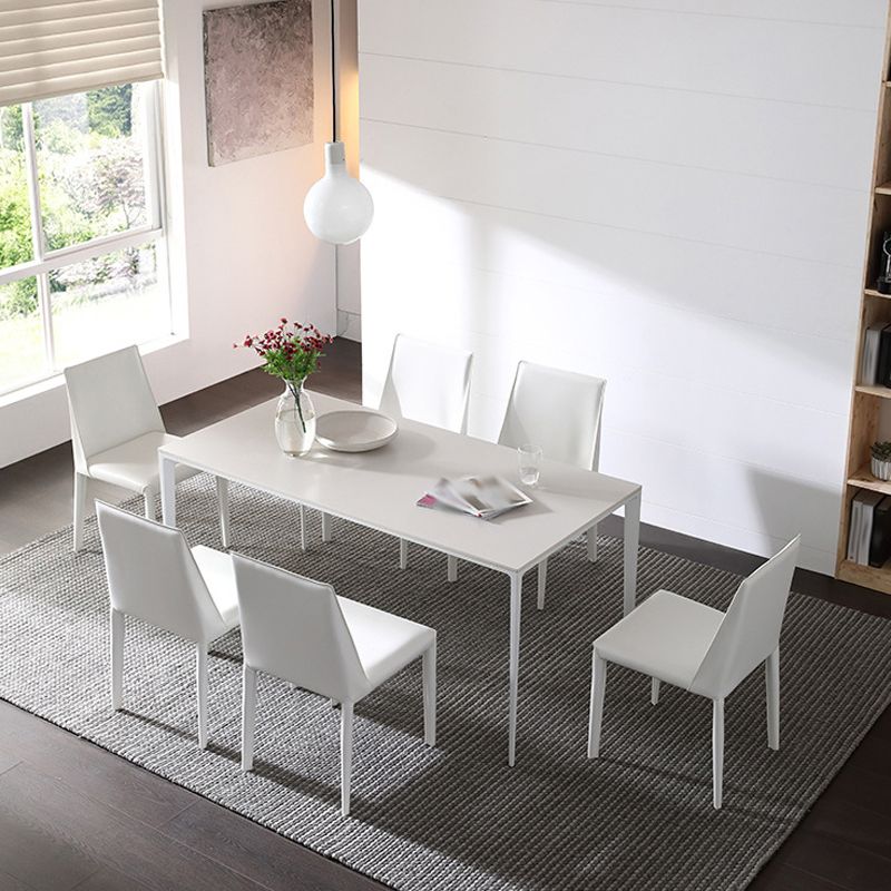 Parsons Armless Dining Chairs Indoor Dining Room Faux Leather Side Chair Clearhalo 'Dining Chairs' 'Dining Tables & Seating' 'dining_chair' 'furn' 'furn_dining_chair' 'Furniture' 'Kitchen & Dining Furniture' 1200x1200_7a3d2089-d440-478c-a526-3a7f506226d4