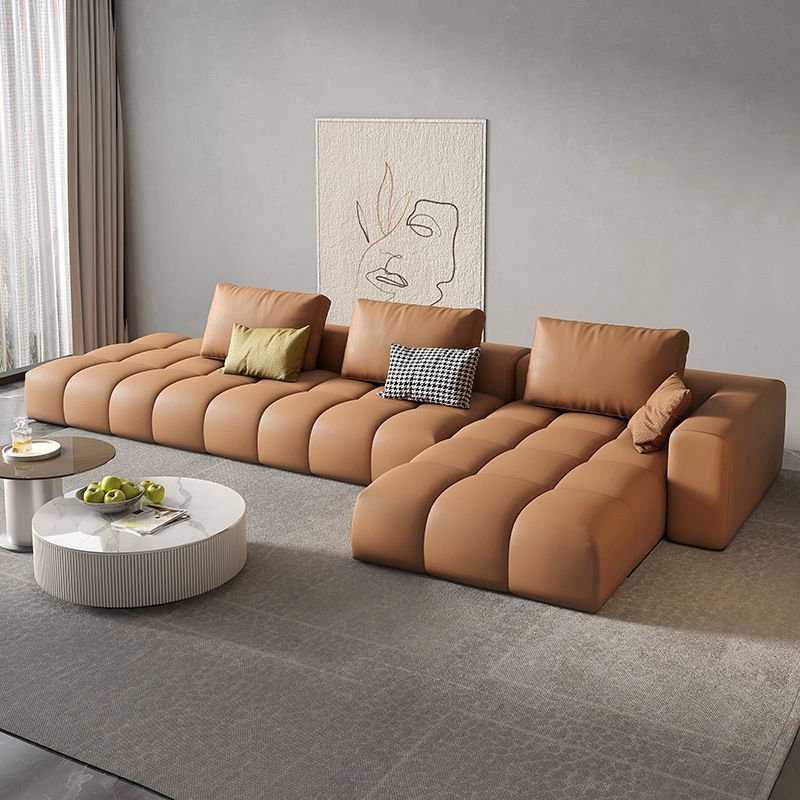 Noordse echte lederen vierkante arm Stationaire woonkamer Bank Chaise