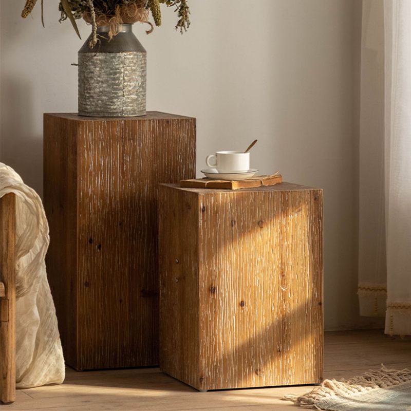 Tavolo laterale quadrato in stile country tavolino in legno solido naturale