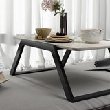 Sled Coffee Table Marble Top Coffee Cocktail Table for Living Room