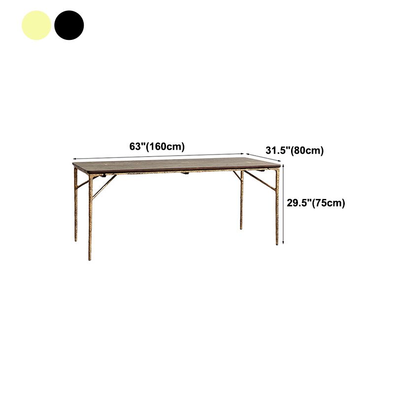 Traditional Luxury Dining Table Rectangle Solid Wood Dining Table with Metal Base Clearhalo 'Dining Tables & Seating' 'Dining Tables' 'dining_table' 'furn' 'furn_dining_table' 'Furniture' 'furniture_dining_table' 'Kitchen & Dining Furniture' 'kitchen' 'kitchen_dining_table' 1200x1200_7a46235c-4cf7-47de-92ab-ae5e5f3c90c4