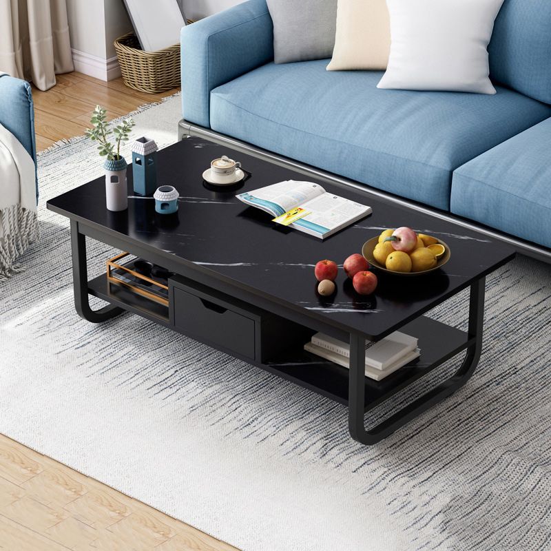 Tavolino rettangolare moderno con doppio piedistallo in legno, 39,4"/47,2"