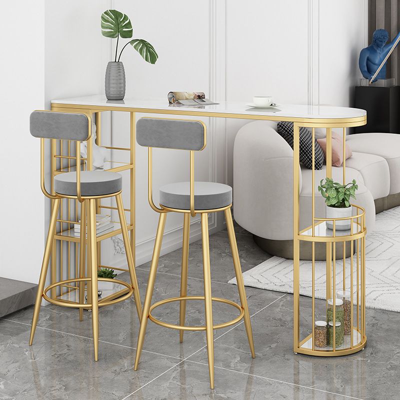 Glam Style Stone Bar Table Semicircle Top Pub Table with Cabinet for Dining Room Clearhalo 'Bar Furniture' 'Bar Tables' 'bar_tables' 'furn' 'furn_bar_tables' 'Furniture' 'Kitchen & Dining Furniture' 1200x1200_7a46d0ee-01e5-4015-8abf-9ba45c9ebeca