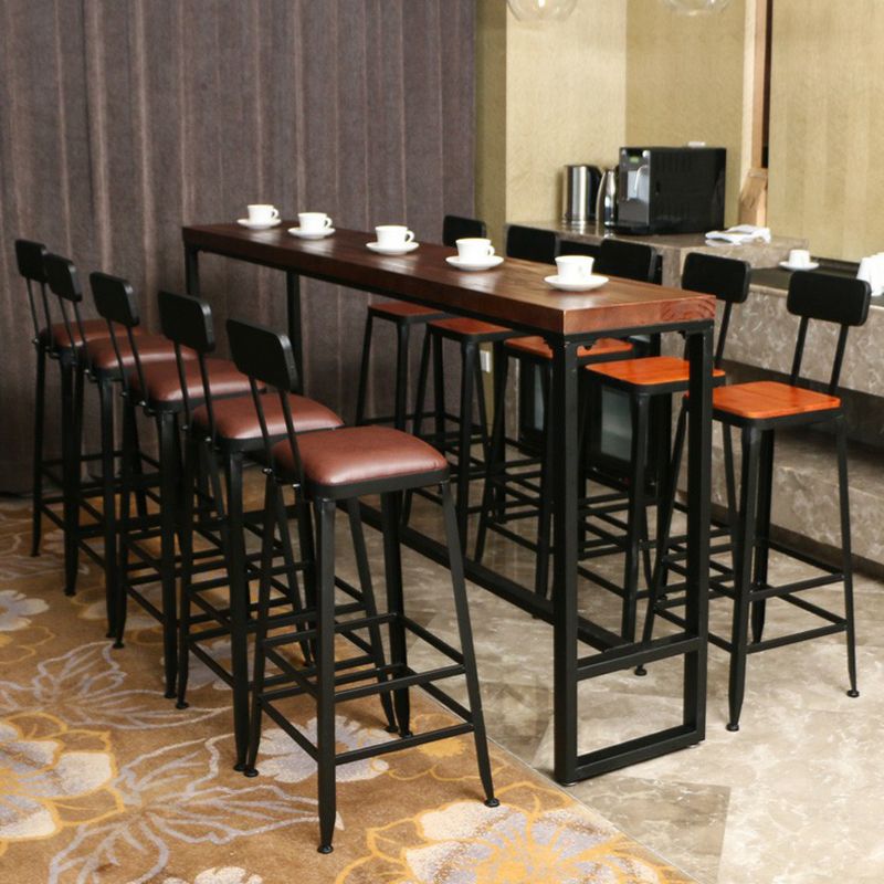 Pine Wood Bar Dining Table Industrial Rectangle Bar Table with Trestle for Dining Room Clearhalo 'Bar Furniture' 'Bar Tables' 'bar_tables' 'furn' 'furn_bar_tables' 'Furniture' 'Kitchen & Dining Furniture' 1200x1200_7a472c93-9a08-4a67-978d-de08739884c7