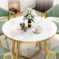 Glam Wood Top Dining Table Round Tabletop with Iron Double Pedestal Base Clearhalo 'Dining Tables & Seating' 'Dining Tables' 'dining_table' 'furn' 'furn_dining_table' 'Furniture' 'Kitchen & Dining Furniture' 1200x1200_7a47b9b5-39ac-42b0-bca4-9434471c87da