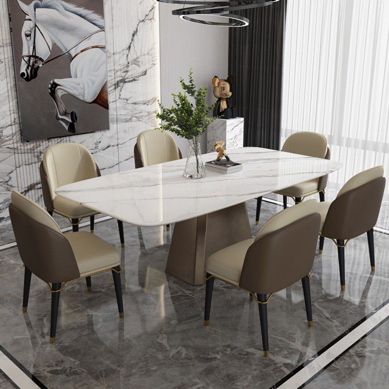 Glam -stijl rechthoekige tafel ingesteld 1/4/5/7 stukken dinerset voor thuisgebruik