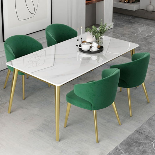 Glam White Sintered Stone Dining Table Set 1/2/5/7 Pieces Dining Set for Dining Areas Clearhalo 'Dining Room Sets' 'Dining Tables & Seating' 'dining_room_set' 'furn' 'furn_dining_room_set' 'Furniture' 'furniture_dining_room_set' 'Kitchen & Dining Furniture' 1200x1200_7a4ea33b-5f4e-469b-ab5d-94f07f2ce35b