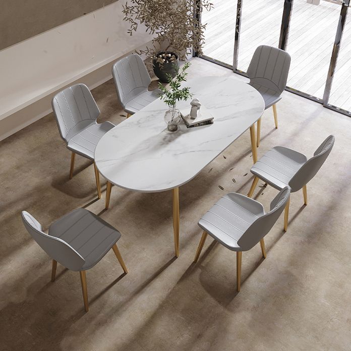 Contemporary Oval Dining Table Sintered Stone Dining Table with 4 Metal Legs for Dining Room Clearhalo ' dining_table' 'Dining Tables & Seating' 'Dining Tables' 'Furniture' 'furniture_dining_table' 'Kitchen & Dining Furniture' 'kitchen&dining_furn' 'kitchen' 'kitchen_dining_table' 1200x1200_7a4ead03-833b-43c3-8d88-19e6cf9f96ad
