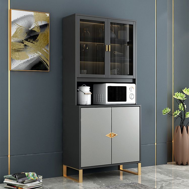 Black and Grey Dining Server Manufactured Wood Cabinets Server for Living Room Clearhalo 'buffet_sideboard' 'Buffets & Sideboards' 'furn' 'furn_buffet_sideboard' 'Furniture' 'Kitchen & Dining Furniture' 1200x1200_7a4ee996-df4c-4ae9-9b02-d75194b42011