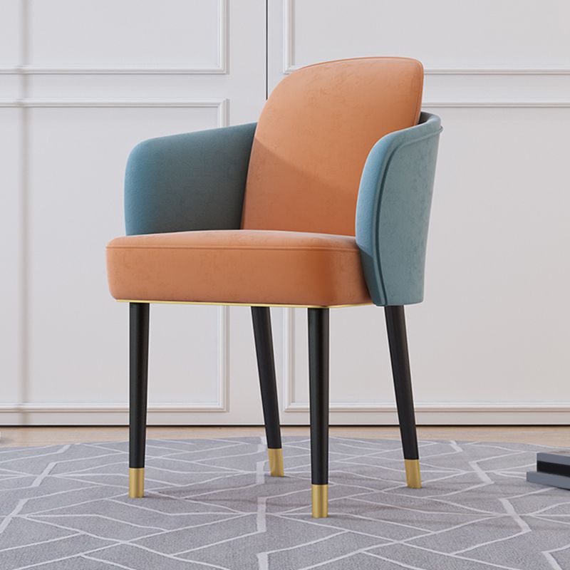 Upholstered Velvet Arm Chair Industrial Parsons Chair with Metal Legs Clearhalo 'Dining Chairs' 'Dining Tables & Seating' 'dining_chair' 'furn' 'furn_dining_chair' 'Furniture' 'Kitchen & Dining Furniture' 1200x1200_7a4f6a04-9151-4458-951f-729737efb2a5