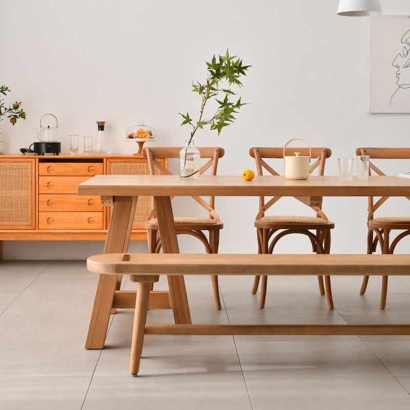 Modern 1/2/4/5 Pieces Dining Bench Set Rectangle Pine Wood Dining Table for Kitchen Clearhalo 'Dining Room Sets' 'Dining Tables & Seating' 'dining_room_set' 'furn' 'furn_dining_room_set' 'Furniture' 'furniture_dining_room_set' 'Kitchen & Dining Furniture' 1200x1200_7a4fcde8-09e5-4beb-9cde-740c5f4c3af1