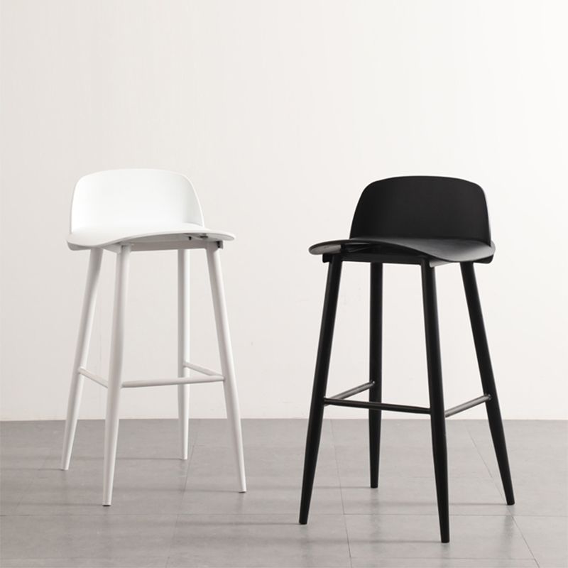 Modern Armless Backrest Counter Stool Steel Household Bar Stool with Plastic Seat Clearhalo 'Bar Furniture' 'Bar Stools' 'bar_stools' 'furn' 'furn_bar_stools' 'furniture_bar_stools' 'Kitchen & Dining Furniture' 'kitchen&dining_furn' 'kitchen' 'kitchen_furn' Furniture' 1200x1200_7a50cedd-ce60-4108-9fee-2cf629c01b67