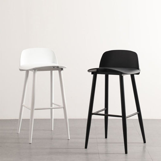 Modern Armless Backrest Counter Stool Steel Household Bar Stool with Plastic Seat Clearhalo 'Bar Furniture' 'Bar Stools' 'bar_stools' 'furn' 'furn_bar_stools' 'furniture_bar_stools' 'Kitchen & Dining Furniture' 'kitchen&dining_furn' 'kitchen' 'kitchen_furn' Furniture' 1200x1200_7a50cedd-ce60-4108-9fee-2cf629c01b67