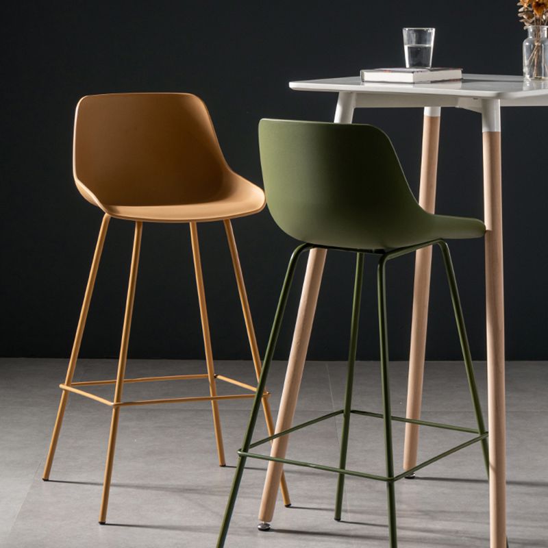Contemporary Macaroon Counter Stools Armless Plastic Indoor Bar Stool with Iron Base Clearhalo 'Bar Furniture' 'Bar Stools' 'bar_stools' 'furn' 'furn_bar_stools' 'furniture_bar_stools' 'Kitchen & Dining Furniture' 'kitchen&dining_furn' 'kitchen' 'kitchen_furn' Furniture' 1200x1200_7a5121a3-28e8-4cdb-b162-d1a914c1f67e
