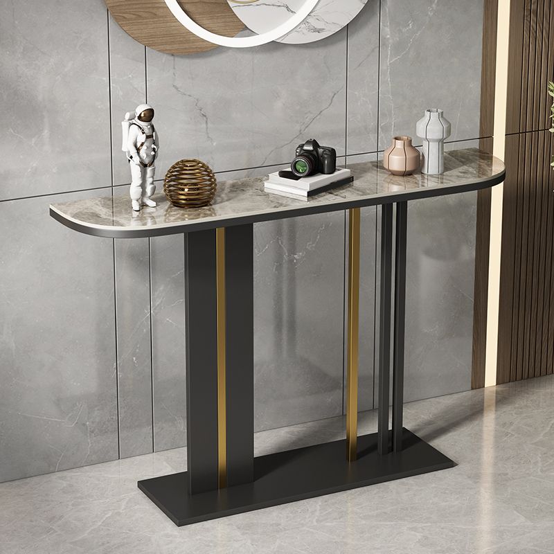 31.49" High Stone Console Table Iron Frame Scratch Resistan Accent Table Clearhalo 'Console Tables' 'console_tables' 'Entry & Mudroom Furniture' 'furn' 'furn_console_tables' 'Furniture' 1200x1200_7a514bf1-ceb8-45e6-8fcc-719293b355ec