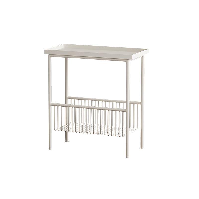 Rectangle Tray Top Side Table 21.65" Tall Iron 4 Legs End Table with Shelf