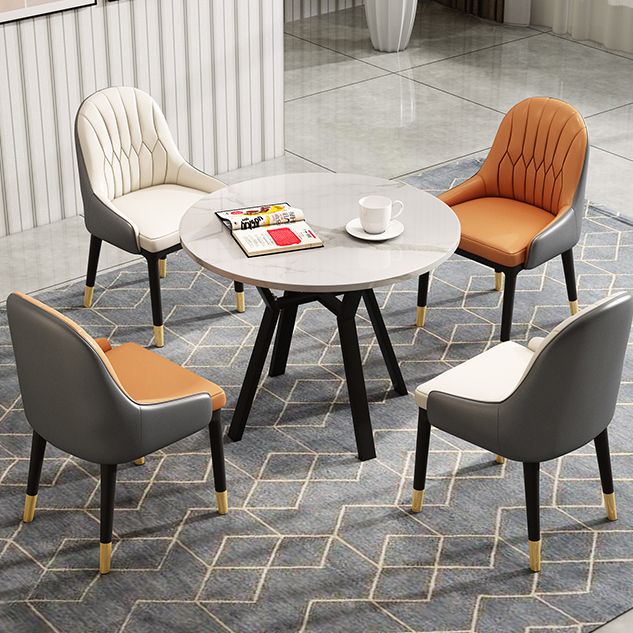 椅子付きの1/2/5 PCSラウンドストーンダイニングテーブルを修正しました