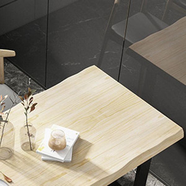 Rectangle Solid Wood Table Modern Dining Table with Metal Base and Double Pedestal for Restaurant Clearhalo ' dining_table' 'Dining Tables & Seating' 'Dining Tables' 'Furniture' 'furniture_dining_table' 'Kitchen & Dining Furniture' 'kitchen&dining_furn' 'kitchen' 'kitchen_dining_table' 1200x1200_7a5ab5b5-a40b-42e0-ad85-a1fb381367b3