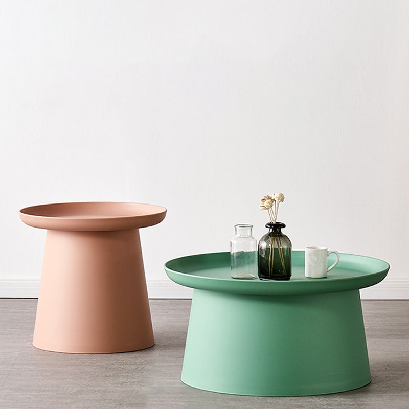 Round Pedestal 1 Coffee Table in Macaroon,  Modern Plastic Table