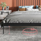 Contemporary Metal and Wood Slat Bed with Rectangular Headboard