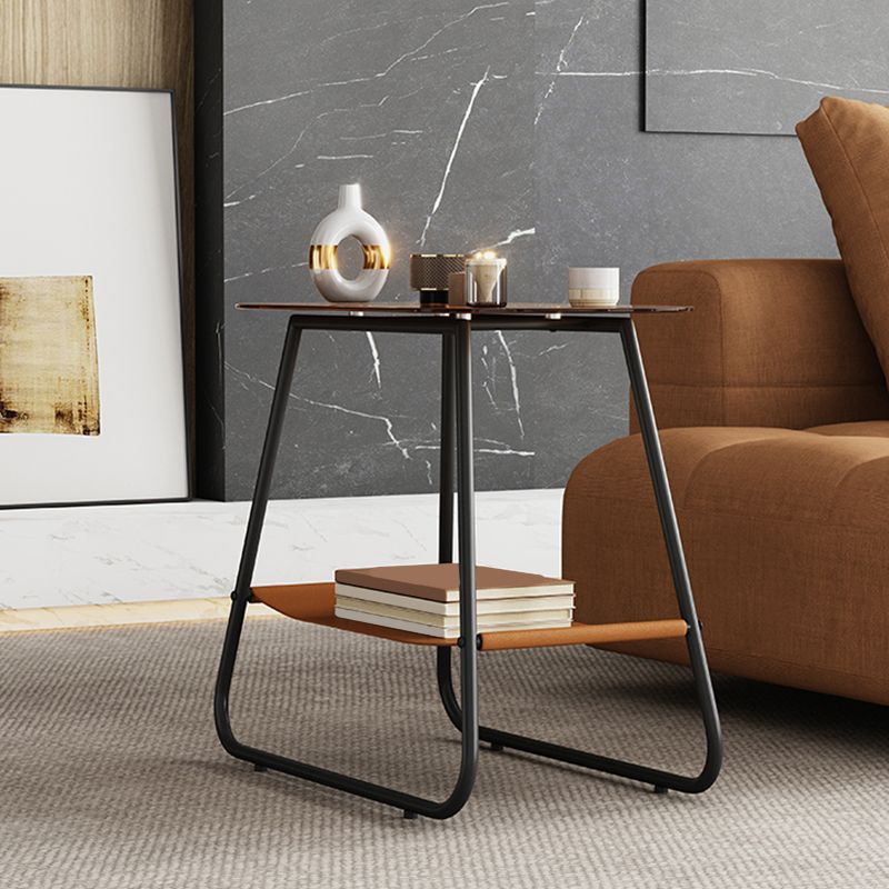 Mesa lateral de trineo elíptico de vidrio 20.9 "de altura de 1 estante