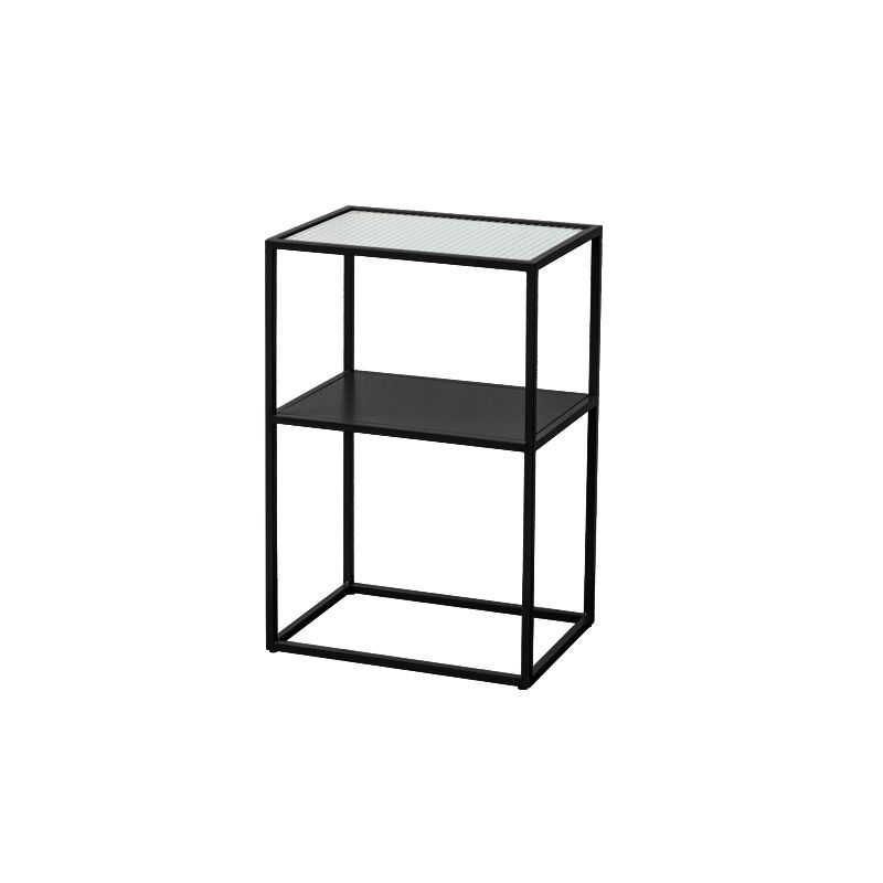 23.6" Tall Ironcraft Frame End Table Glass Rectangular Top Side Table with Shelf