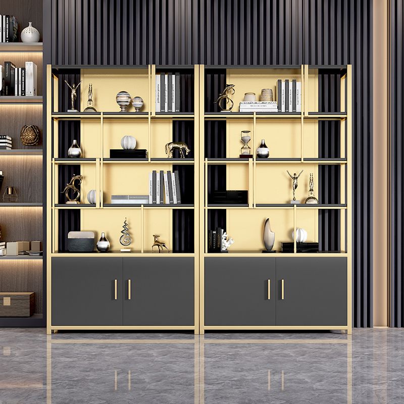 78.7"H Modern Style Bookcase Metal Open Back Bookshelf with Door for Home Office