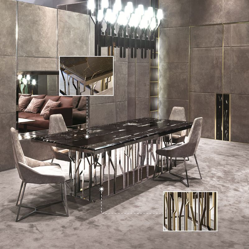 Luxury Style Marble Dining Table Single Pedestal Base Rectangle Table for Home Clearhalo ' dining_table' 'Dining Tables & Seating' 'Dining Tables' 'furn' 'furn_dining_table' 'Furniture' 'furniture_dining_table' 'Kitchen & Dining Furniture' 'kitchen&dining_furn' 'kitchen' 'kitchen_dining_table' 1200x1200_7a613875-05df-42f4-8ac9-39de7fbb4e46