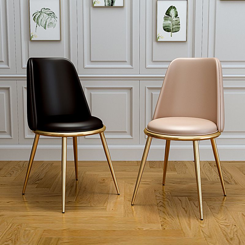 Upholstered Lounge Chair Armless Vanity Chair with Gold Tone Legs Clearhalo 'Accent Chairs' 'accent_chairs' 'Chairs & Seating' 'furn' 'furn_accent_chairs' 'Furniture' 'Living Room Furniture' 1200x1200_7a62f3bd-96b4-45ee-90b1-f0f6eb5f2201