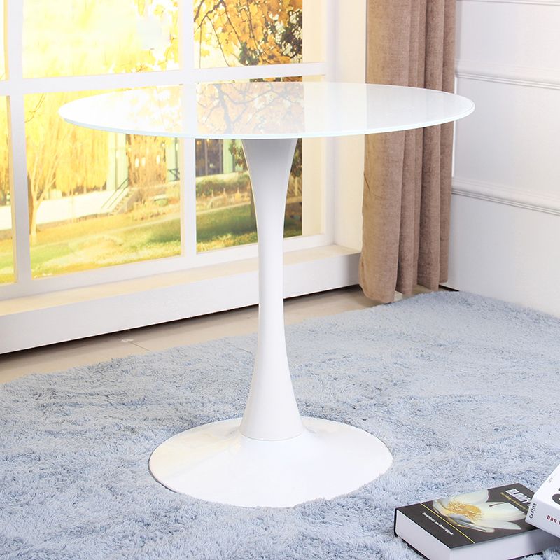 Contemporary Style Home Tempered Glass Dining Table Round Shape Table with Pedestal Base Clearhalo ' dining_table' 'Dining Tables & Seating' 'Dining Tables' 'furn' 'furn_dining_table' 'Furniture' 'furniture_dining_table' 'Kitchen & Dining Furniture' 'kitchen&dining_furn' 'kitchen' 'kitchen_dining_table' 1200x1200_7a640538-5535-45b4-a142-25974dc8e683