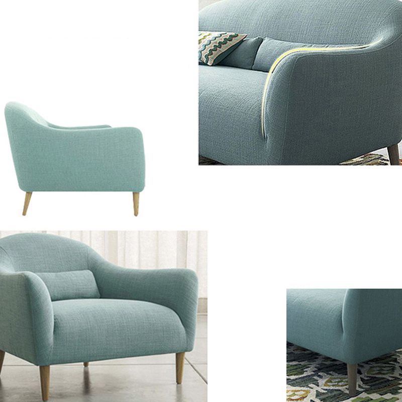Contemporary Cotton Arm Sofa Sloped Arm Curved Loveseat for Living Room