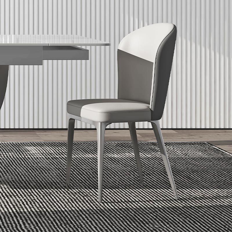 Chaise de salle à manger contemporaine en métal, meubles Parsons en finition mate pour la maison