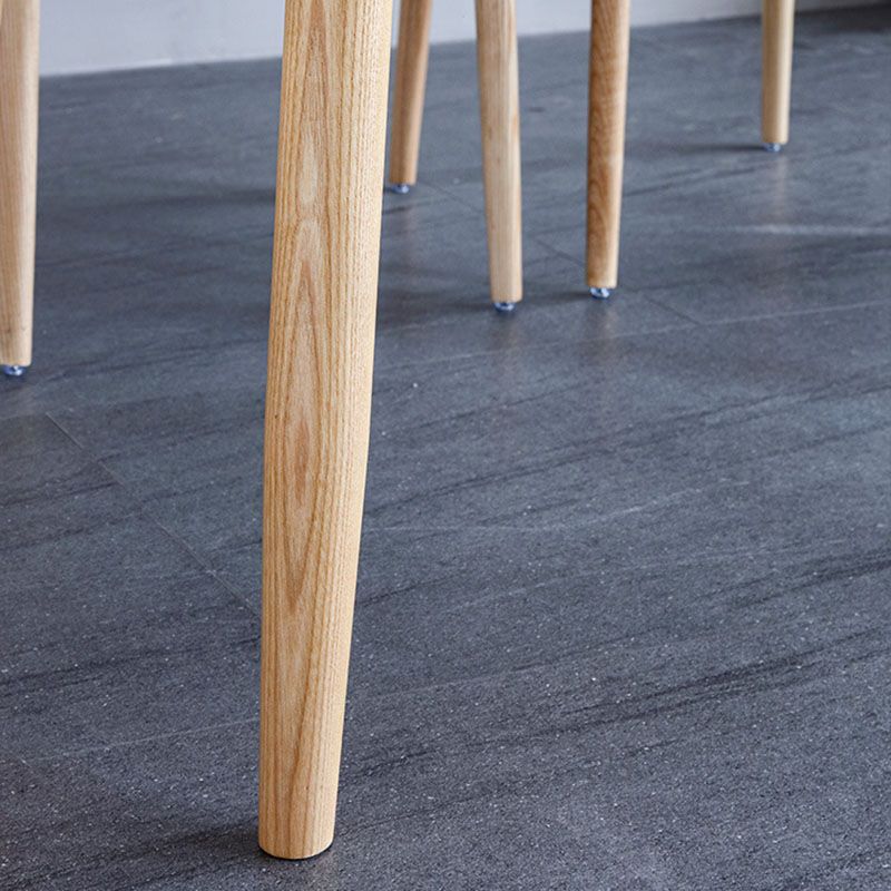 White Stone Top Dining Table Mid-Century Modern Table with 4 Wood Legs