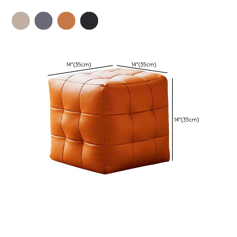 Contemporary Pouf Ottoman Genuine Leather Upholstered Tufted Square Ottoman Clearhalo 'furn' 'furn_ottomans_poufs' 'Furniture' 'Living Room Furniture' 'Ottomans & Poufs' 'ottomans_poufs' 1200x1200_7a6dc0ac-7d04-4b76-8a6b-f3da14427d14