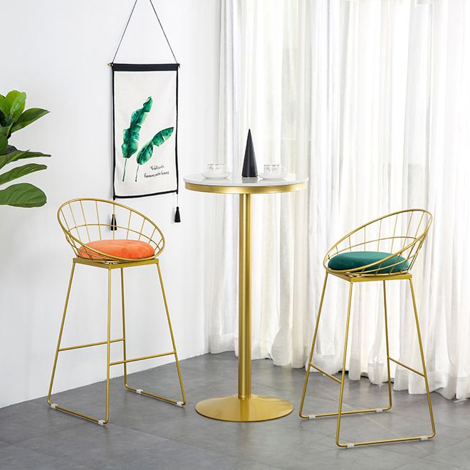 Glam Style Gold Iron Bar Table Marble Round Indoor Pedestal Bistro Table - 21.6"W x 41.3"H Clearhalo 'Bar Furniture' 'Bar Tables' 'bar_tables' 'furn' 'furn_bar_tables' 'Furniture' 'furniture_bar_tables' 'Kitchen & Dining Furniture' 'kitchen&dining_furn' 'kitchen' 1200x1200_7a6e51aa-86fe-4c79-8c7c-e0e16f157fab