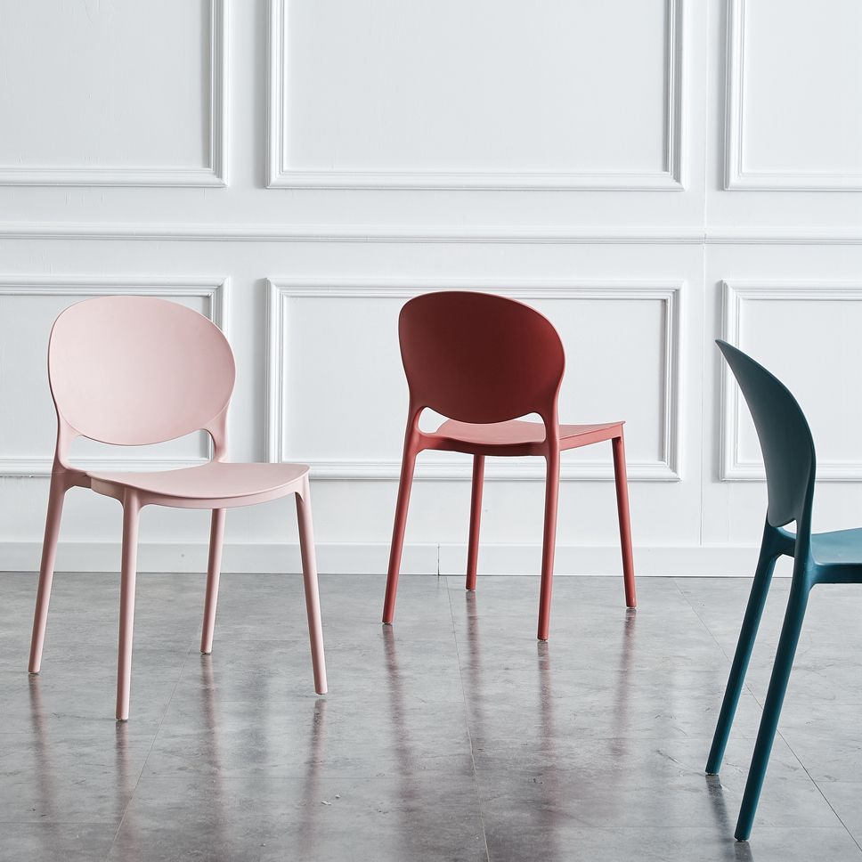 Scandinavian Plastic Armless Dining Chair Stackable Dining Side Chairs (Set of 4) Clearhalo ' kitchen&dining_furn' 'Dining Chairs' 'Dining Tables & Seating' 'dining_chair' 'furn' 'furn_dining_chair' 'Furniture' 'furniture_dining_chair' 'Kitchen & Dining Furniture' 'kitchen' 1200x1200_7a6f750e-0048-4484-8e59-d640e17e82b2