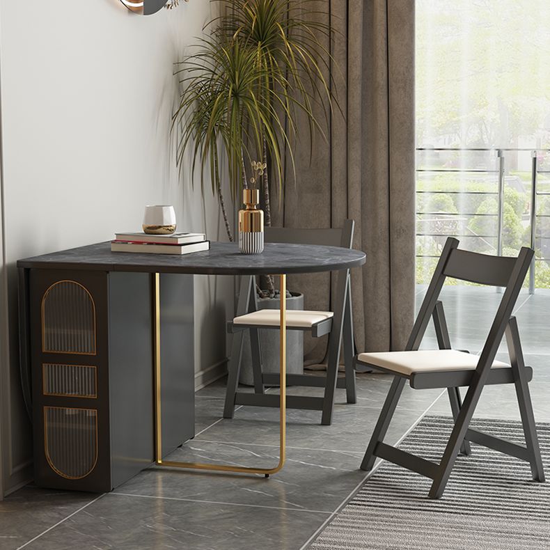 Modern Style Rectangle Dining Table Sintered Stone Drop-Leaf 59" Table for Home Use Clearhalo ' dining_table' 'Dining Tables & Seating' 'Dining Tables' 'furn' 'furn_dining_table' 'Furniture' 'furniture_dining_table' 'Kitchen & Dining Furniture' 'kitchen&dining_furn' 'kitchen' 'kitchen_dining_table' 1200x1200_7a708900-79a7-44dc-8c8c-f569409bf538