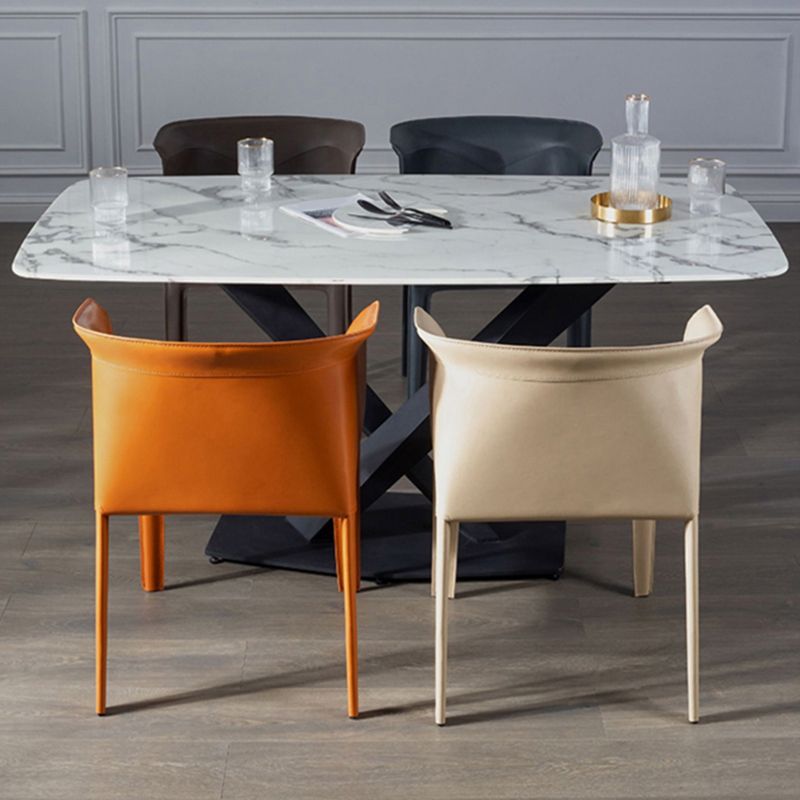 Faux Leather Dining Chair Modern Upholstered Chair with Metal Legs Clearhalo 'Dining Chairs' 'Dining Tables & Seating' 'dining_chair' 'furn' 'furn_dining_chair' 'Furniture' 'Kitchen & Dining Furniture' 1200x1200_7a7260fa-30df-4b55-bb35-e5e4d30b8f9f