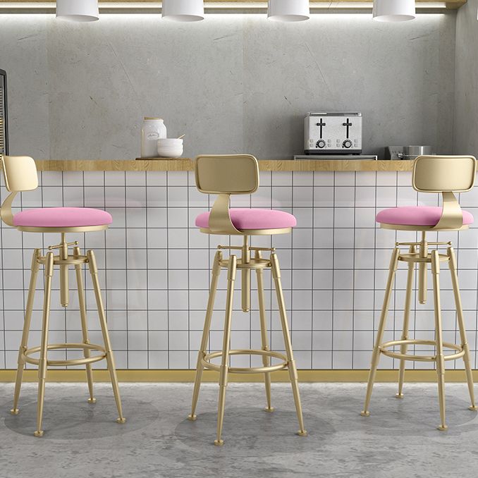 Glam Liftable Rotatable Counter Stool Iron Cafe Bar Stool with Cushion and Pedal Clearhalo 'Bar Furniture' 'Bar Stools' 'bar_stools' 'furn' 'furn_bar_stools' 'Furniture' 'furniture_bar_stools' 'Kitchen & Dining Furniture' 1200x1200_7a72a402-49eb-42db-a023-0e0065e1982f