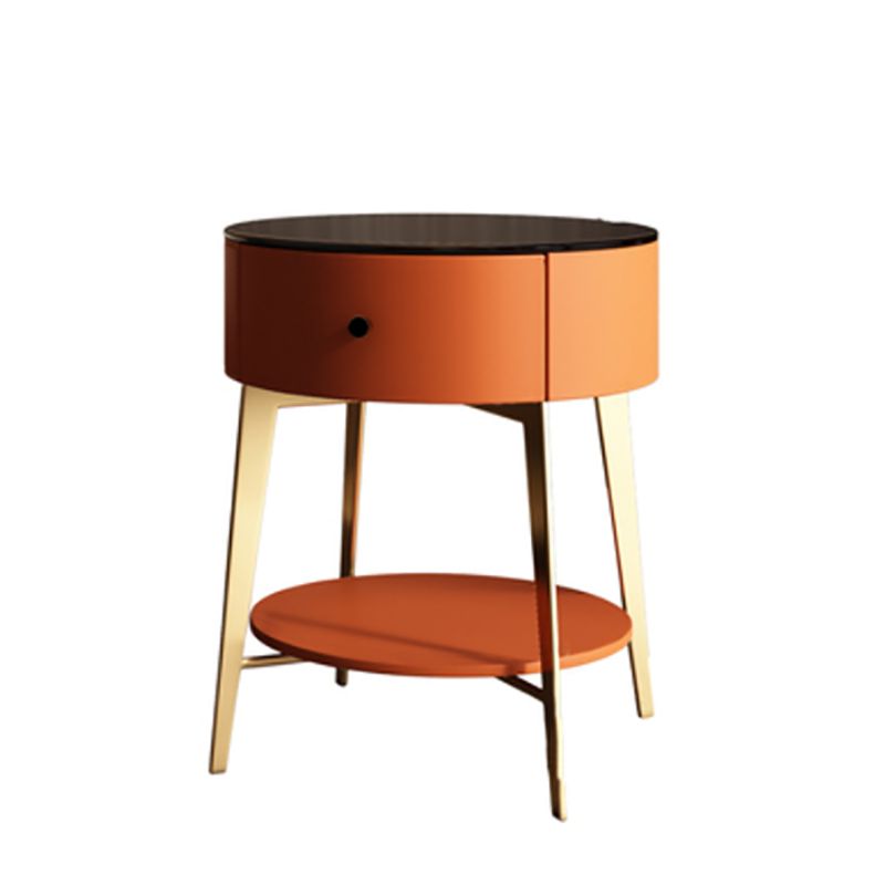 Moderno tavolo da notte alto 22 pollici in pietra in pietra 1-cassetto incluso incluso con gambe