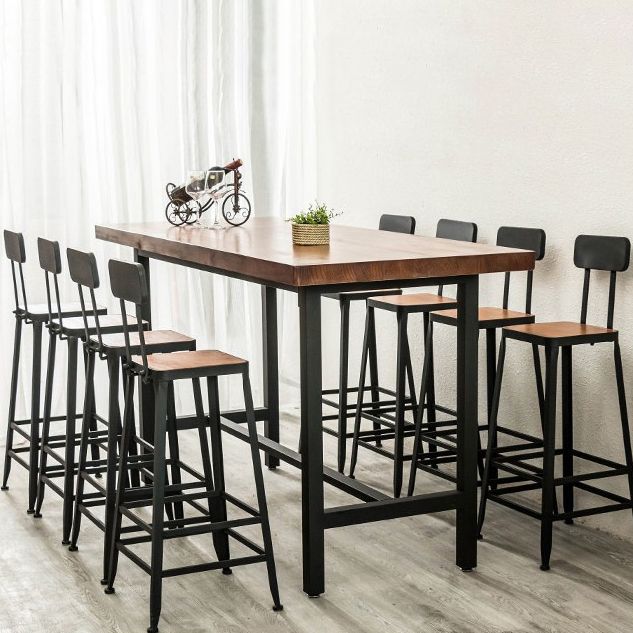 Wood Top Bar Dining Table Traditional Luxury Rectangle Bar Table with Trestle Base Clearhalo 'Bar Furniture' 'Bar Tables' 'bar_tables' 'furn' 'furn_bar_tables' 'Furniture' 'furniture_bar_tables' 'Kitchen & Dining Furniture' 1200x1200_7a75311b-a2b0-4487-81db-4f41593c34a7
