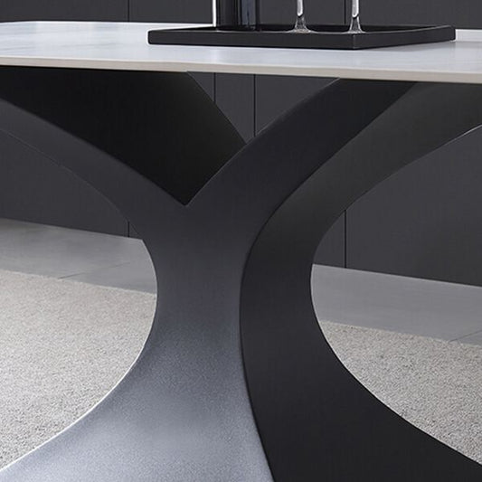 モダンな焼結石トップダイニングセット長方形1/2/5/7ピースダイニングルームテーブルセット