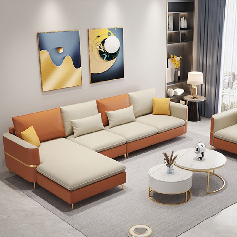 35.4"H Modern Square Arm Faux Leather Sofa& Chaise for Living Room Clearhalo 'furn' 'furn_sectionals' 'Furniture' 'Living Room Furniture' 'Sectionals' 1200x1200_7a79b02c-e887-4642-aa64-e32ebda2280c