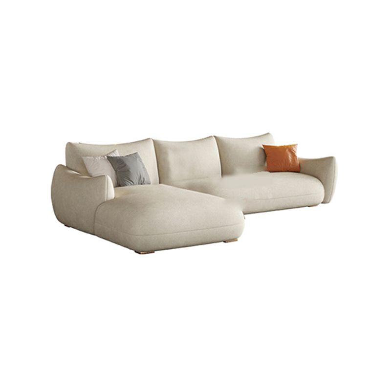 Modern Fabric Sectional with Bolster Pillows 31.5" Tall White L-shape Sectional Clearhalo 'furn' 'furn_sectionals' 'Furniture' 'Living Room Furniture' 'Sectionals' 1200x1200_7a7a7e7b-0fdf-421b-8d22-9a0d40c3ecb8