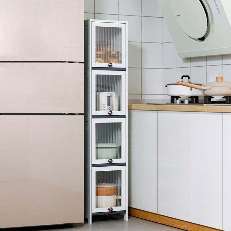 Server da pranzo in stile moderno White Wood Dining Server con porte acriliche