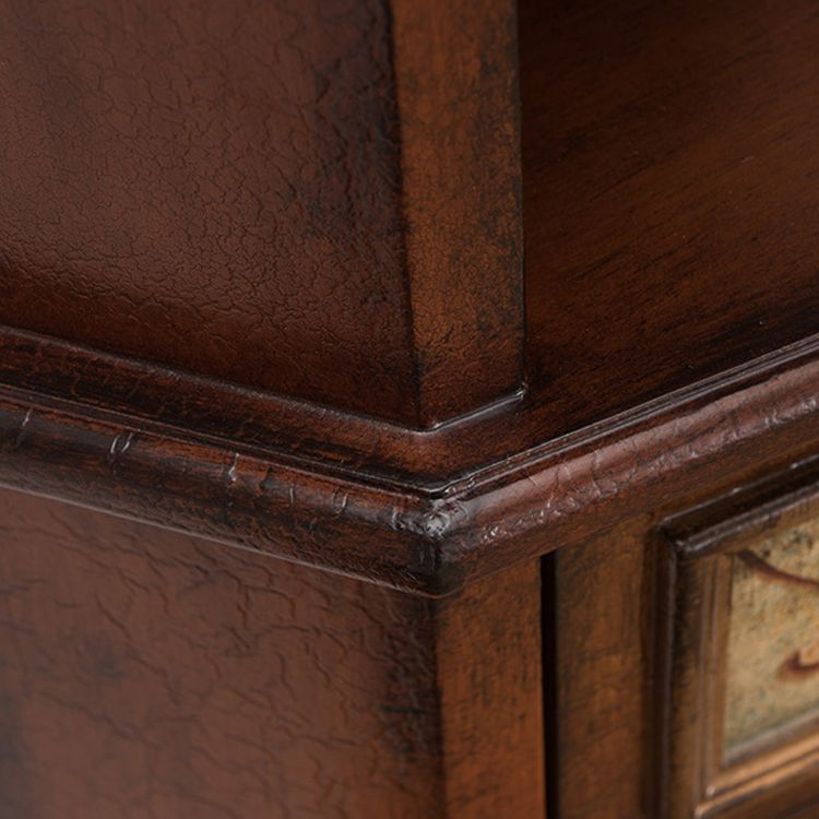 Mid-century Modern 1- Door Wooden Cabinet Rectangle Corner Cabinet with Drawer