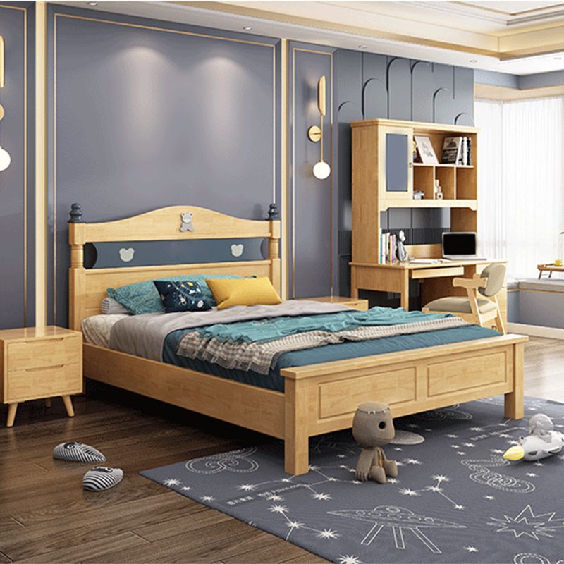 Skandinavische massive Holzmatratze mit Kopfteil Camelback Panel Bettrahmen enthalten