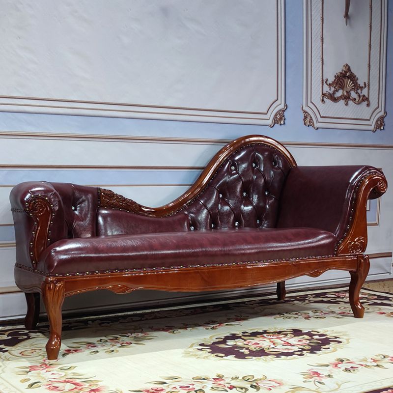 Glam Chaise Lounge Couch Leather Chaise Lounge Chair with Legs