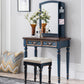 Victorian Makeup Vanity Table with Drawers and Stool for Bedroom